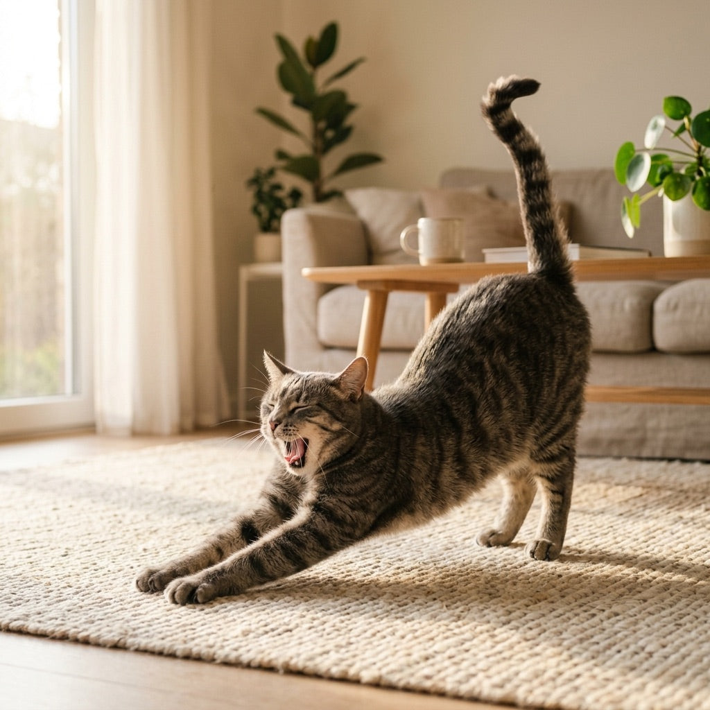 A relaxed cat at home
